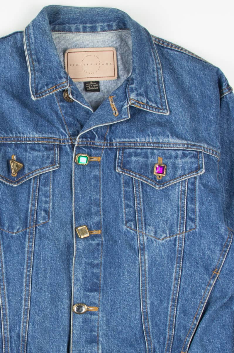 Jewel Button Denim Jacket 1231