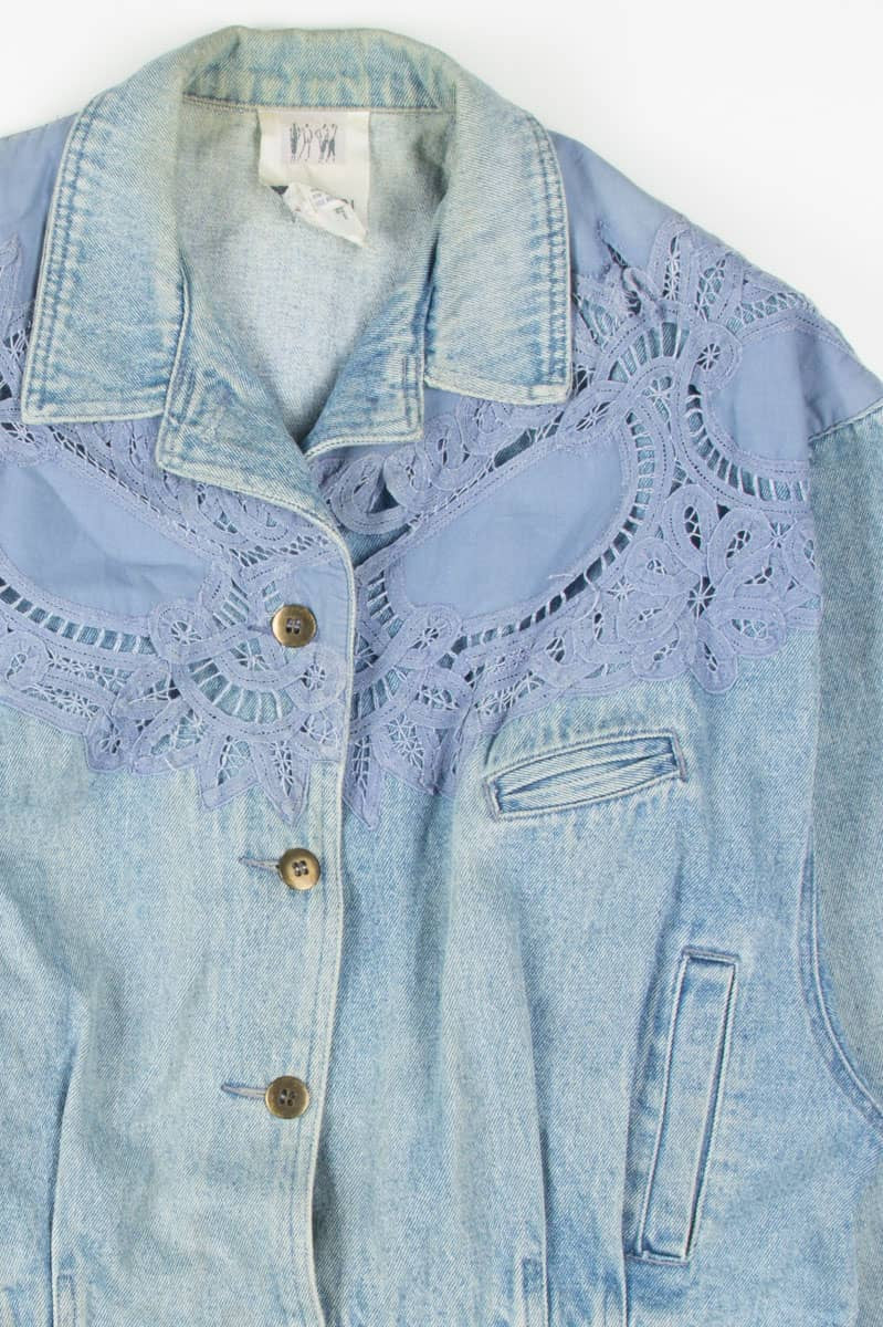 Vintage Lace Accent Denim Jacket 1239