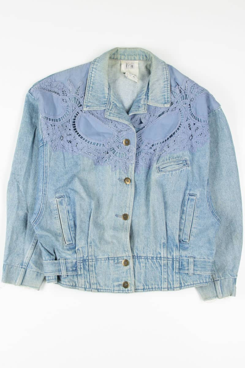 Vintage Lace Accent Denim Jacket 1239