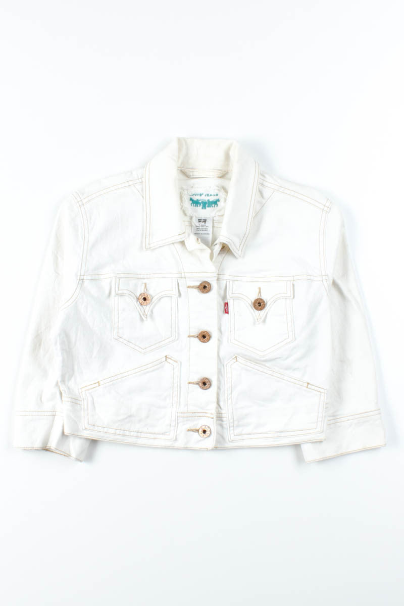 Levi's White Cropped Denim Jacket 955