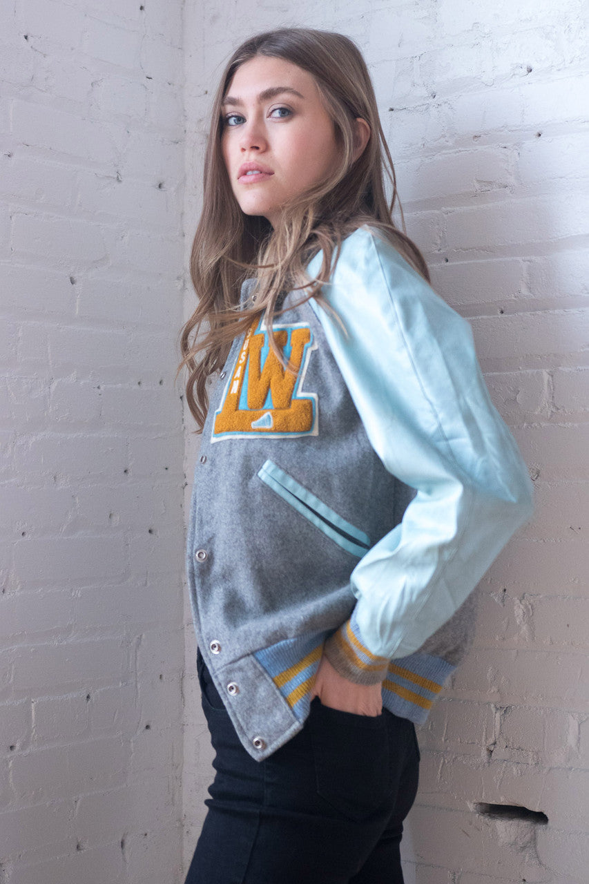 Baby Blue Vintage Letterman Jacket