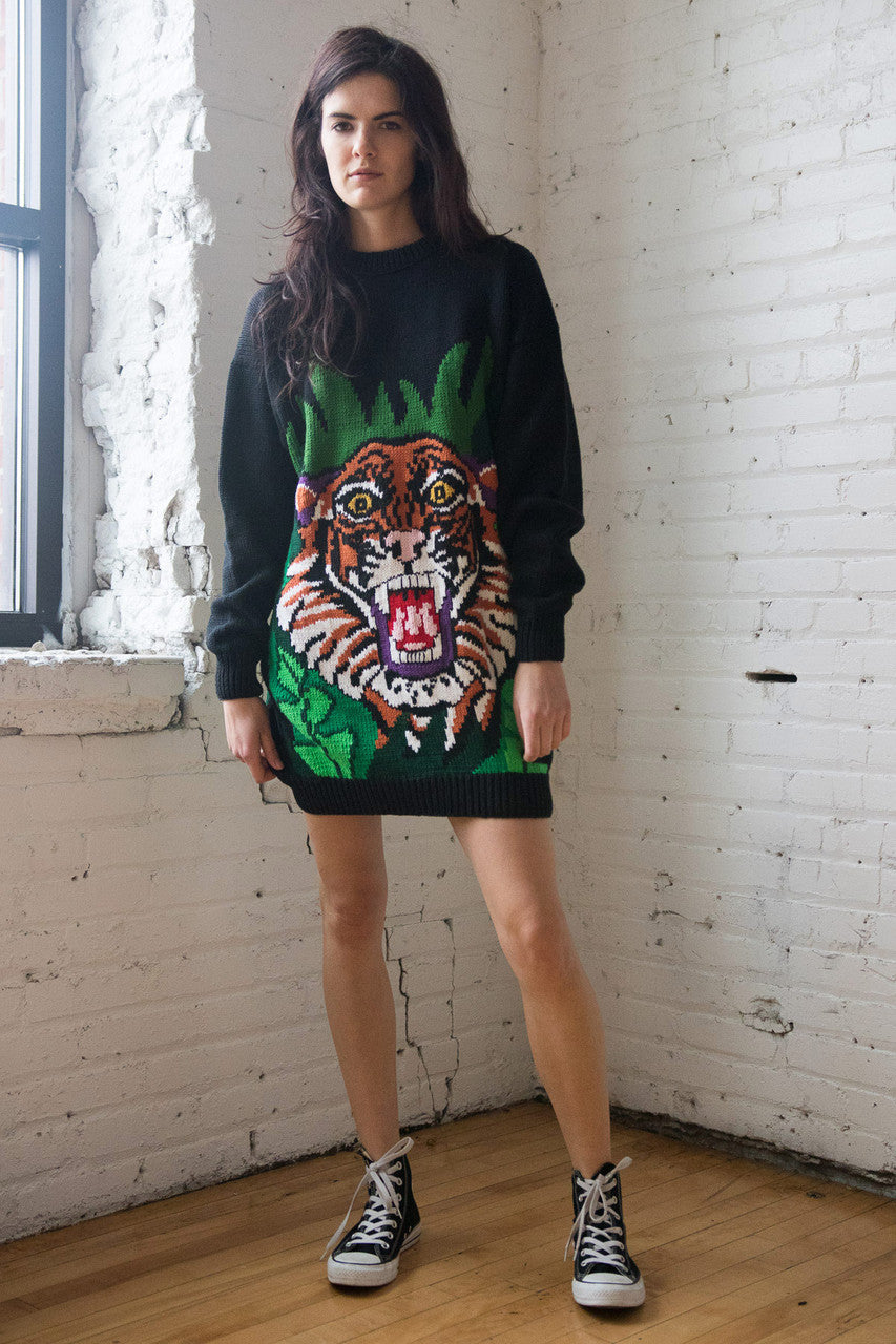 Oversized Knit Tiger Sweater