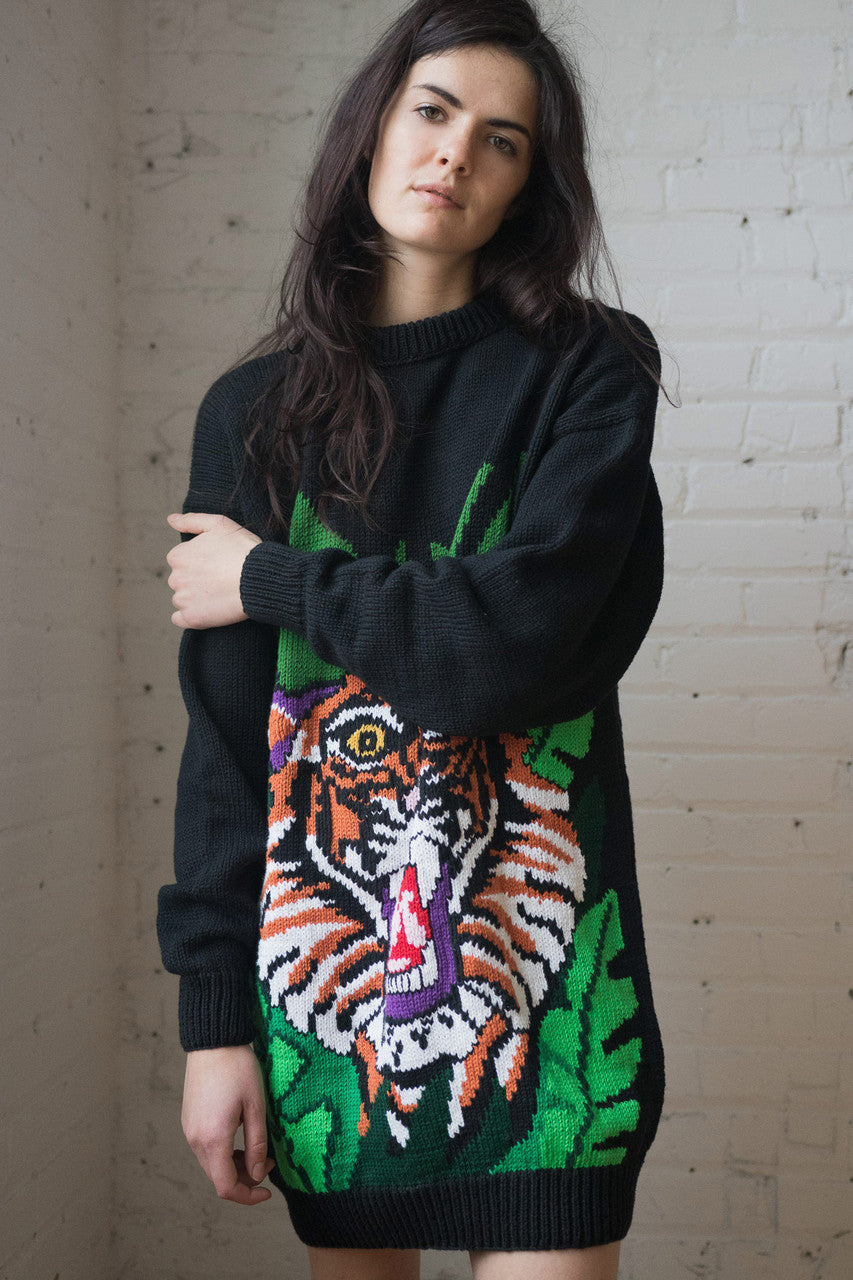 Oversized Knit Tiger Sweater