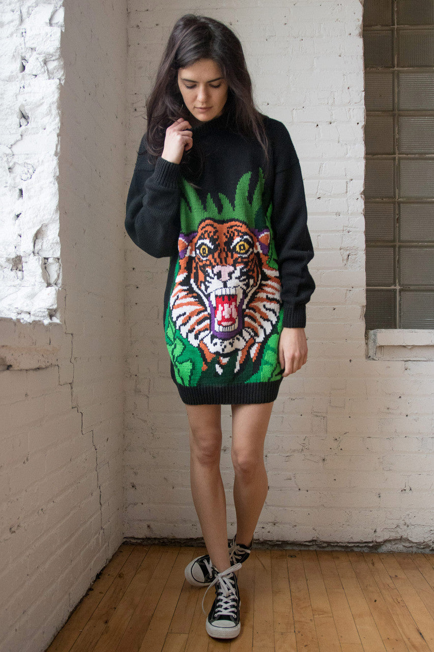 Oversized Knit Tiger Sweater