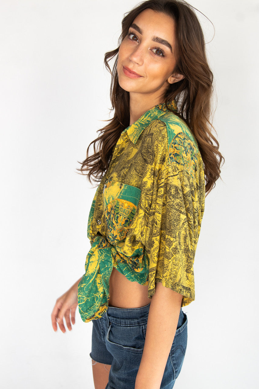 Vintage South Asian Graphic Button Up Shirt (1980s)