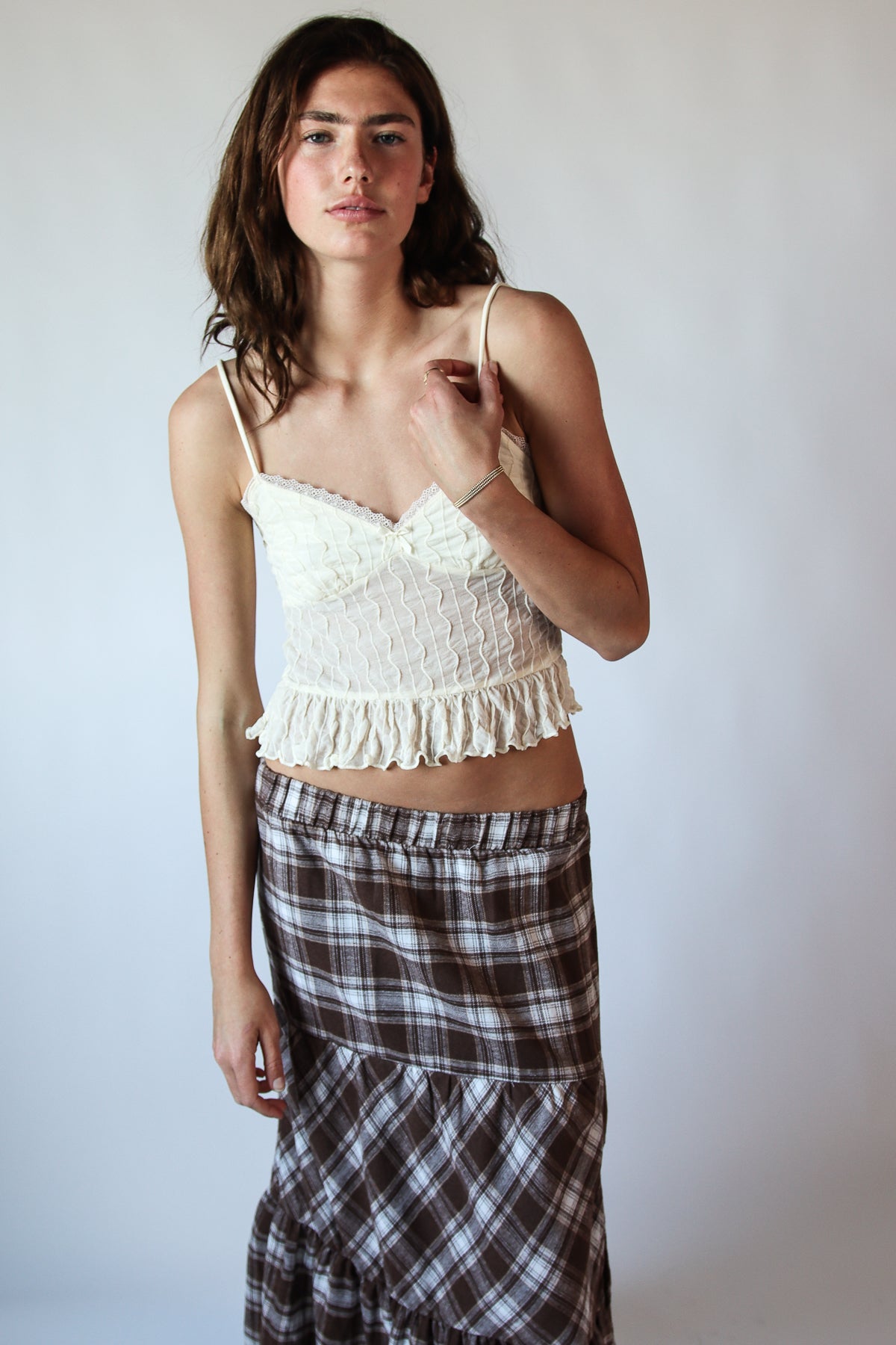 Wavy Textured Peplum Cami