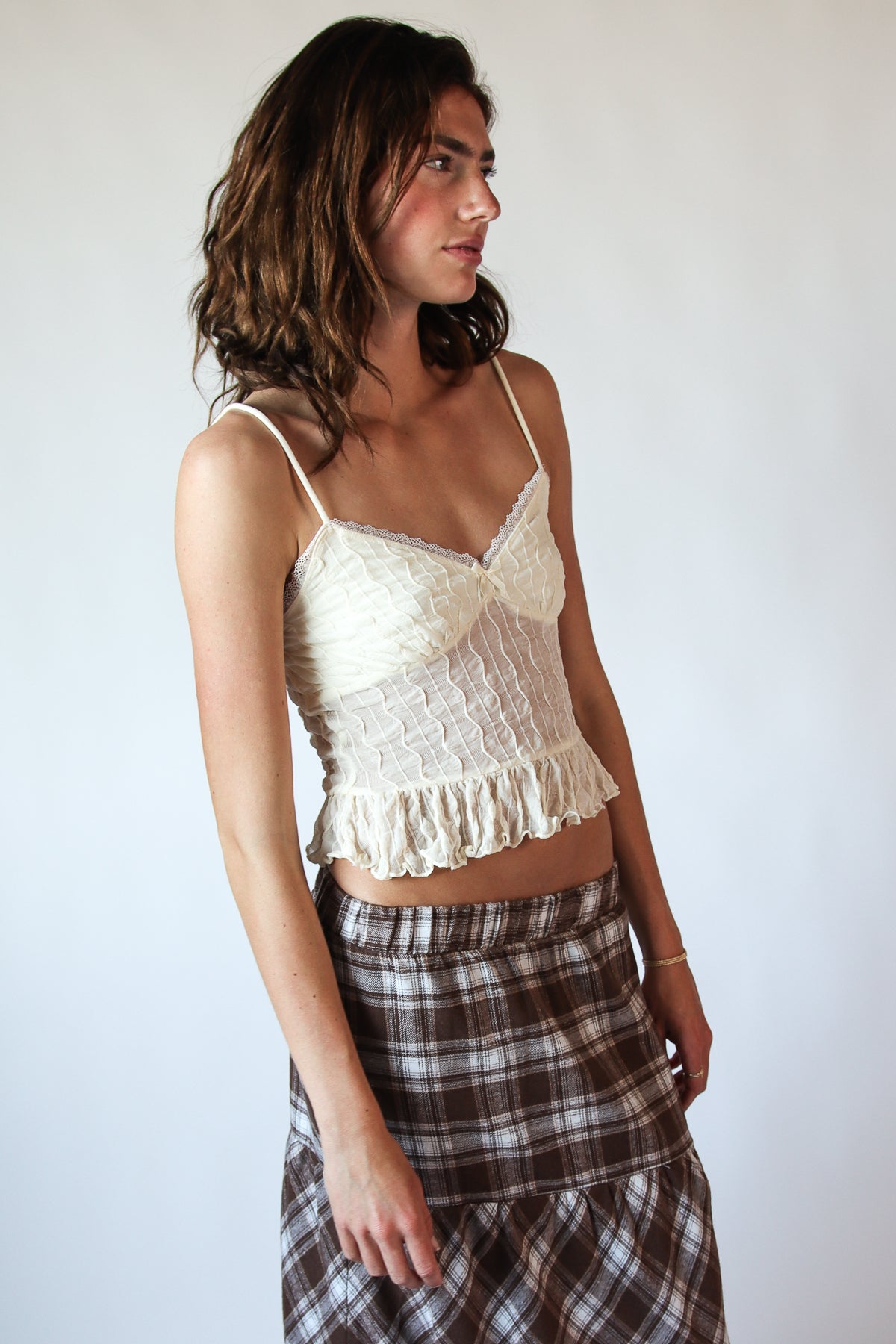 Wavy Textured Peplum Cami