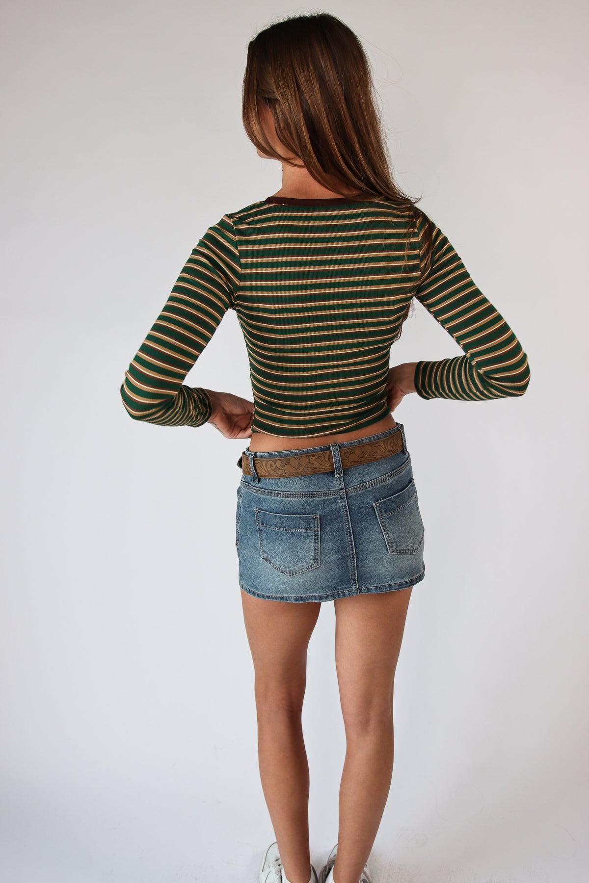 Western Belt Denim Mini Skirt