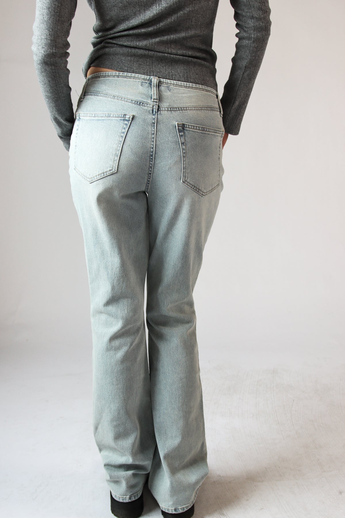 Western Belted Flare Jeans Light