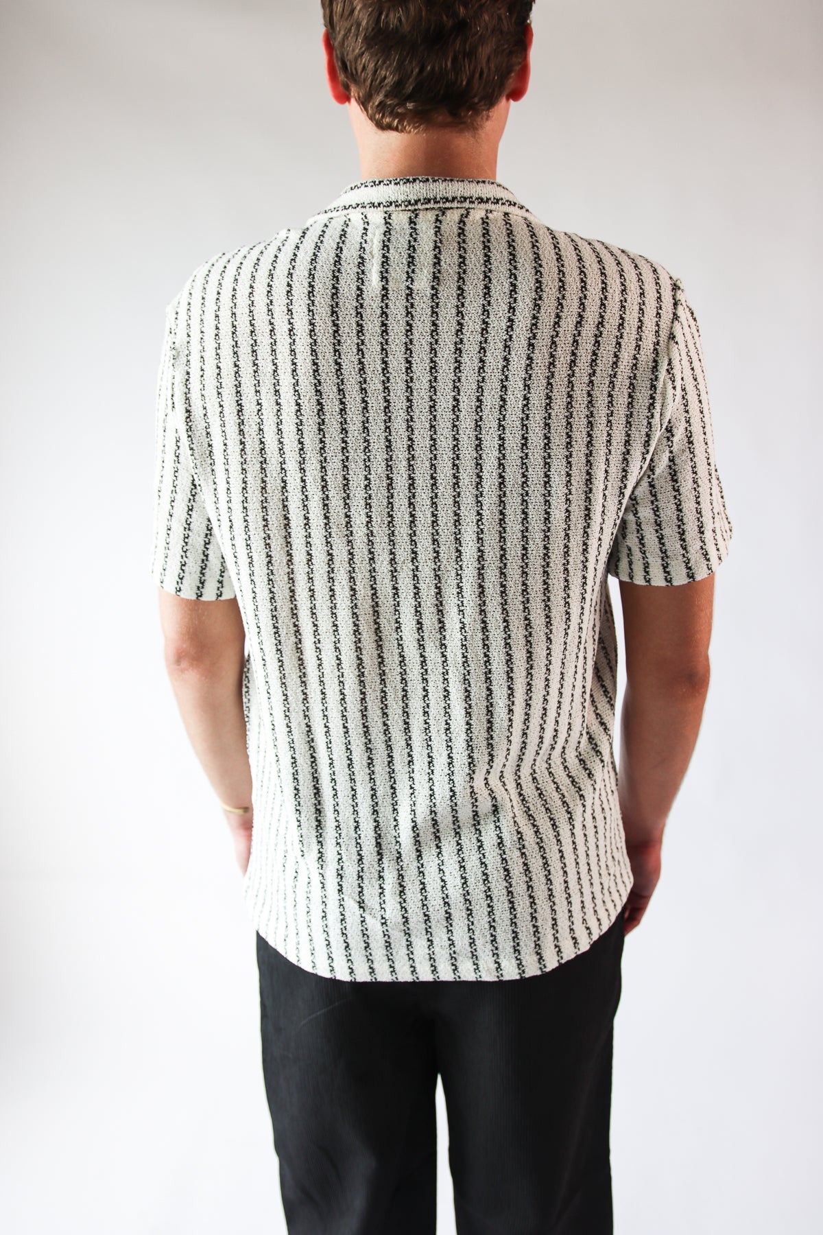 Natural Striped Woven Button Up Shirt