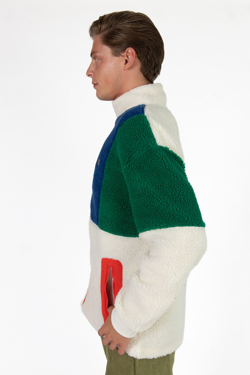 Zip Up Colorblock Sherpa Jacket