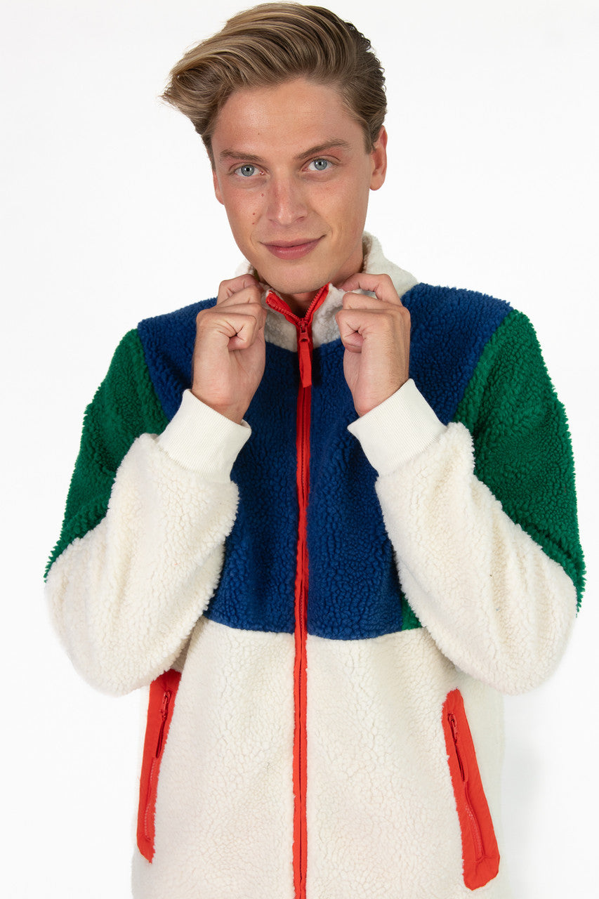 Zip Up Colorblock Sherpa Jacket