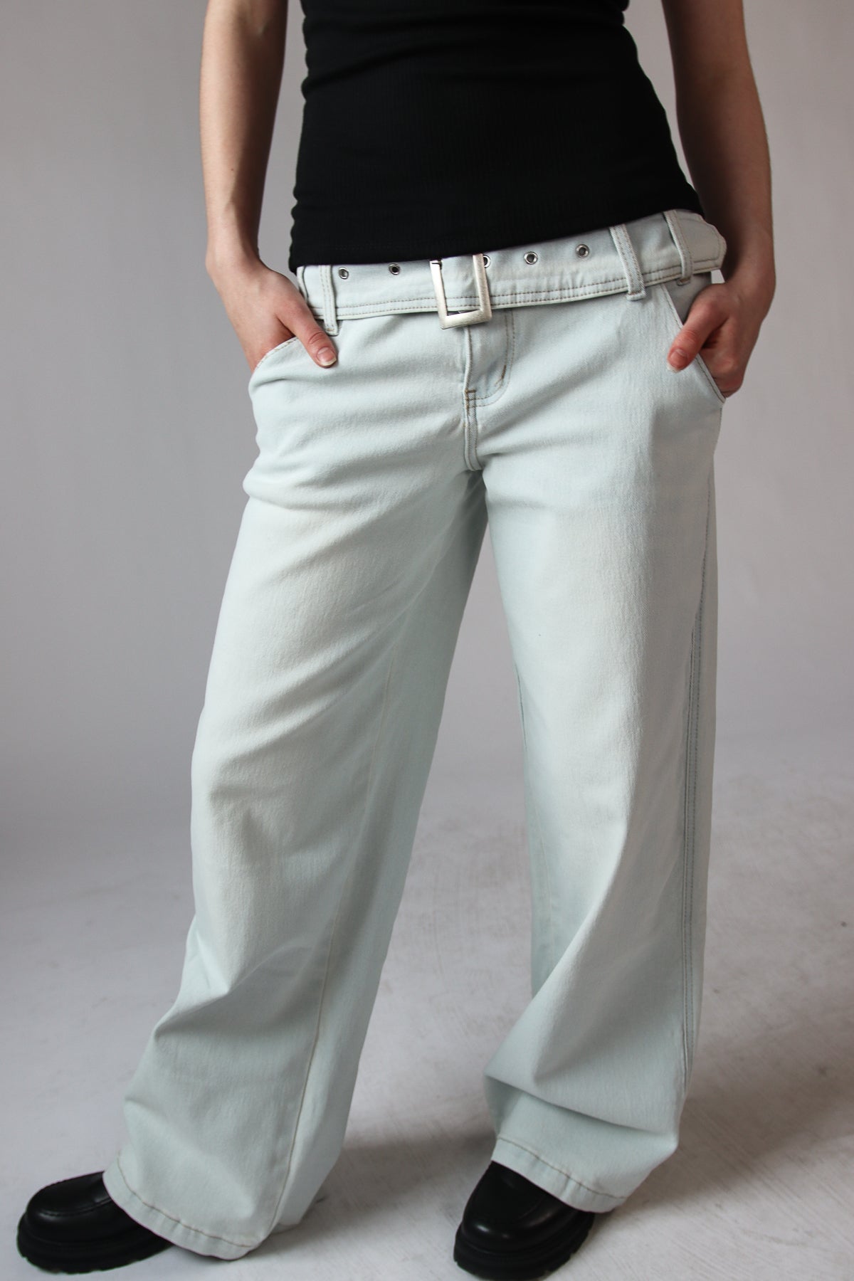Belted Wide Leg Jeans