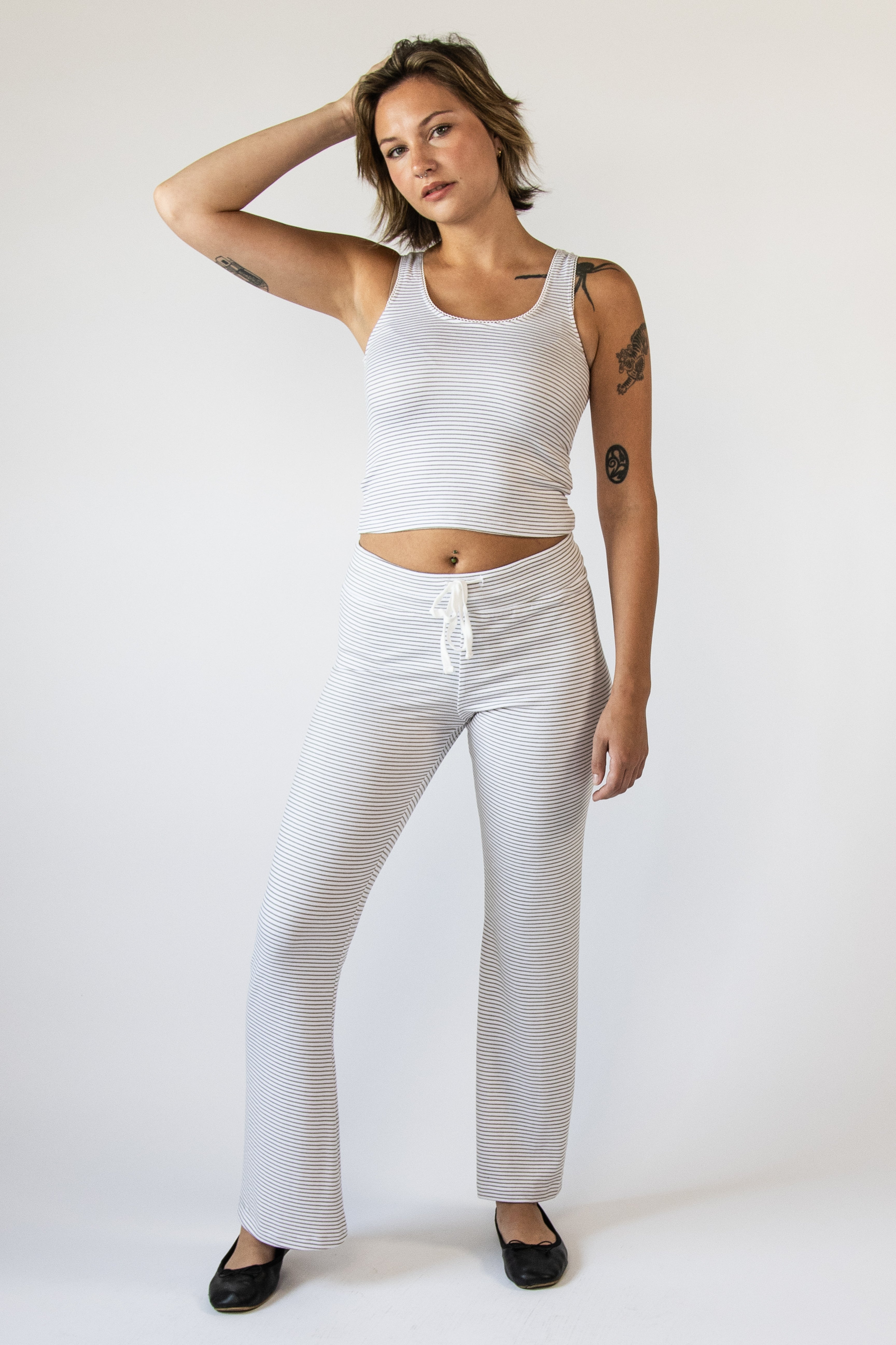 Pinstripe Wide Leg Lounge Pants