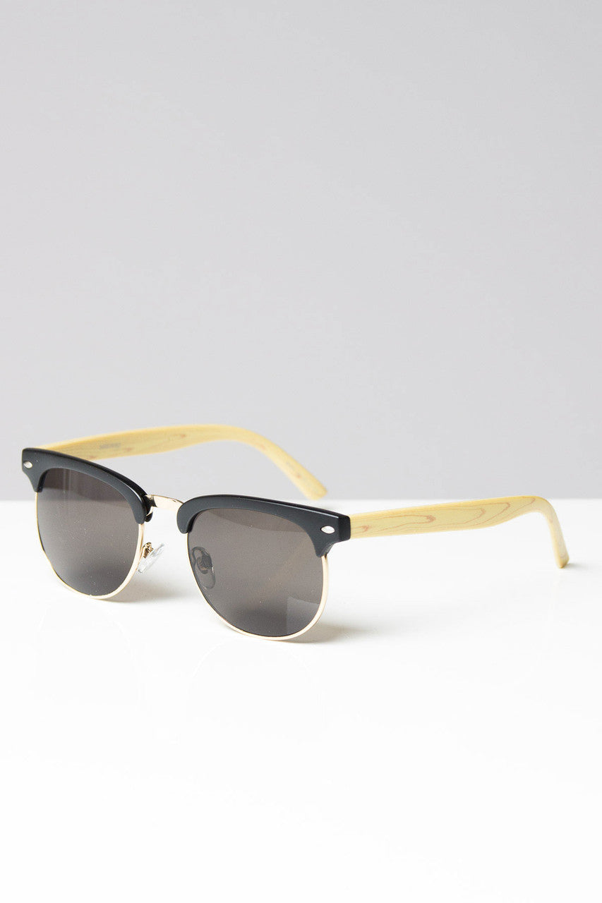 Half Frame Wood Sunglasses