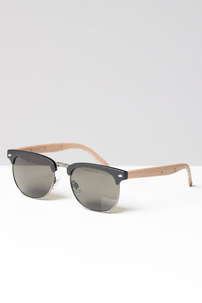 Half Frame Wood Sunglasses