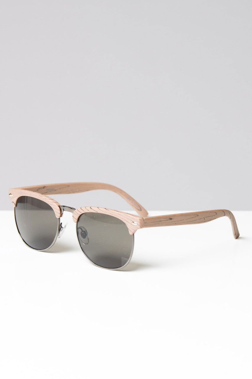 Half Frame Wood Sunglasses