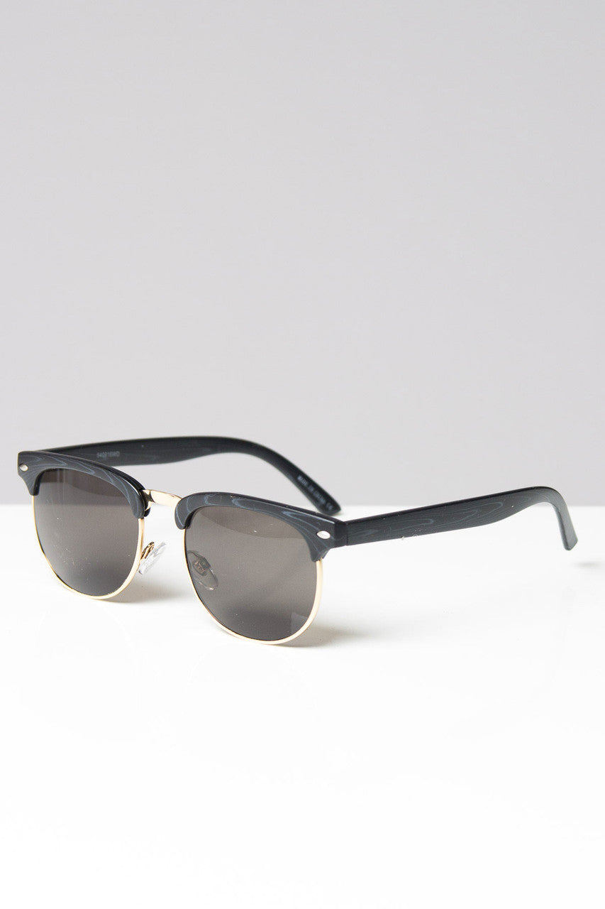 Half Frame Wood Sunglasses