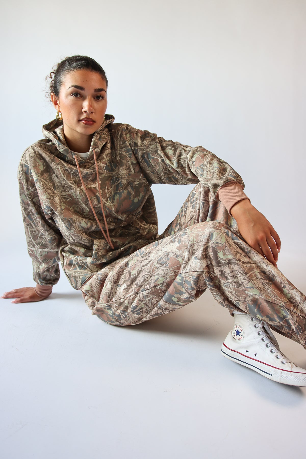 Woodland Camo Fleece Wide Leg Sweatpants