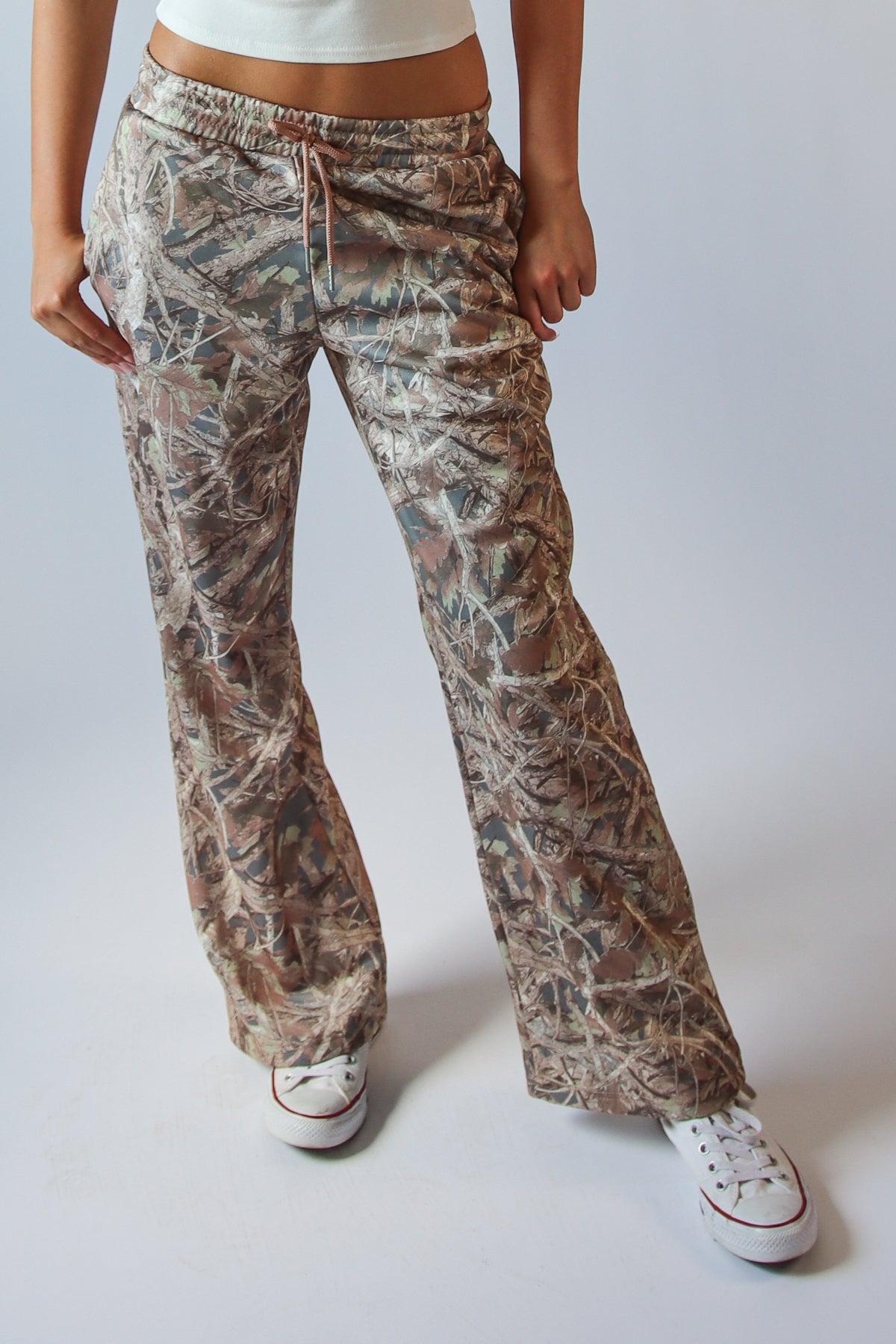 Woodland Camo Fleece Wide Leg Sweatpants