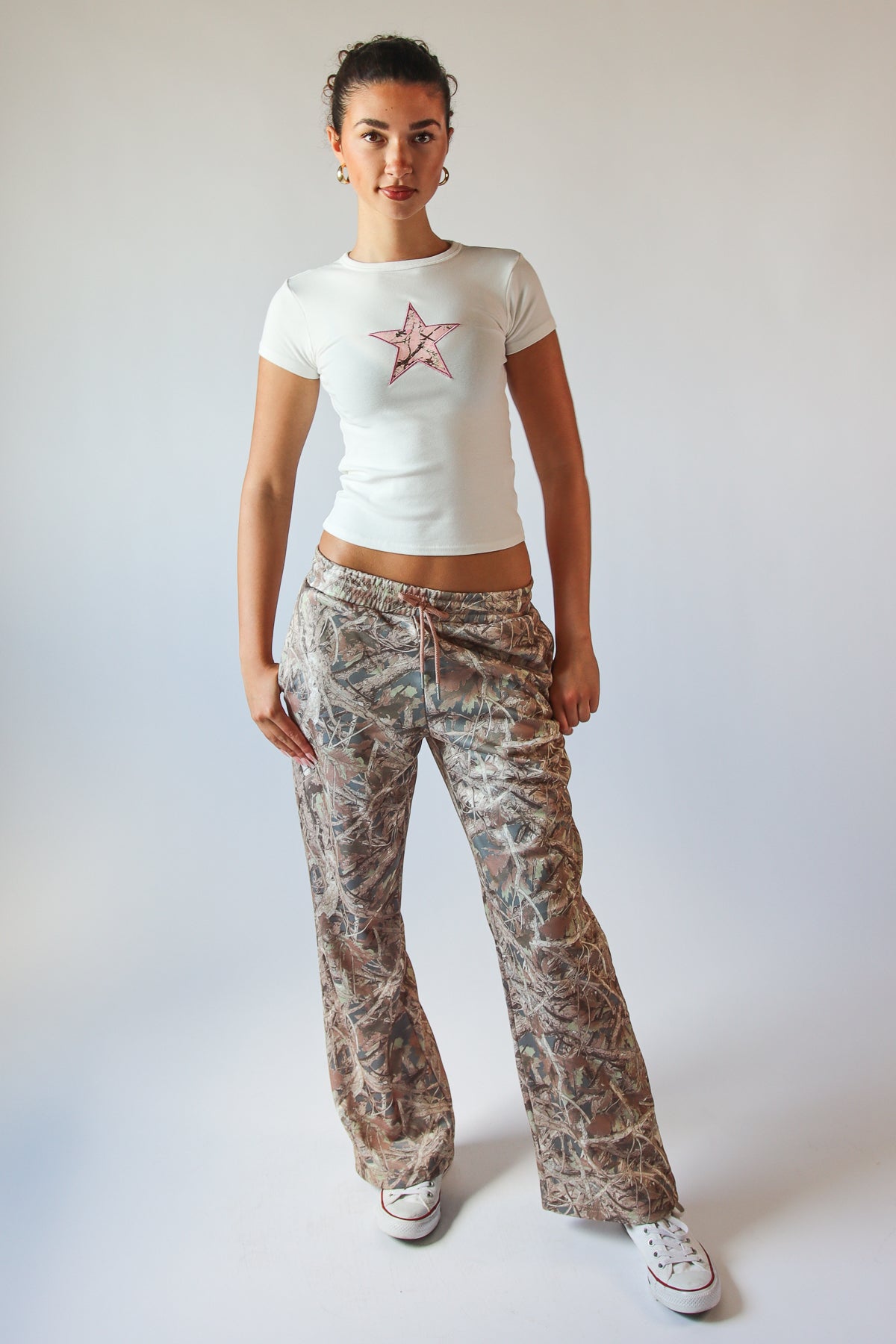 Woodland Camo Fleece Wide Leg Sweatpants