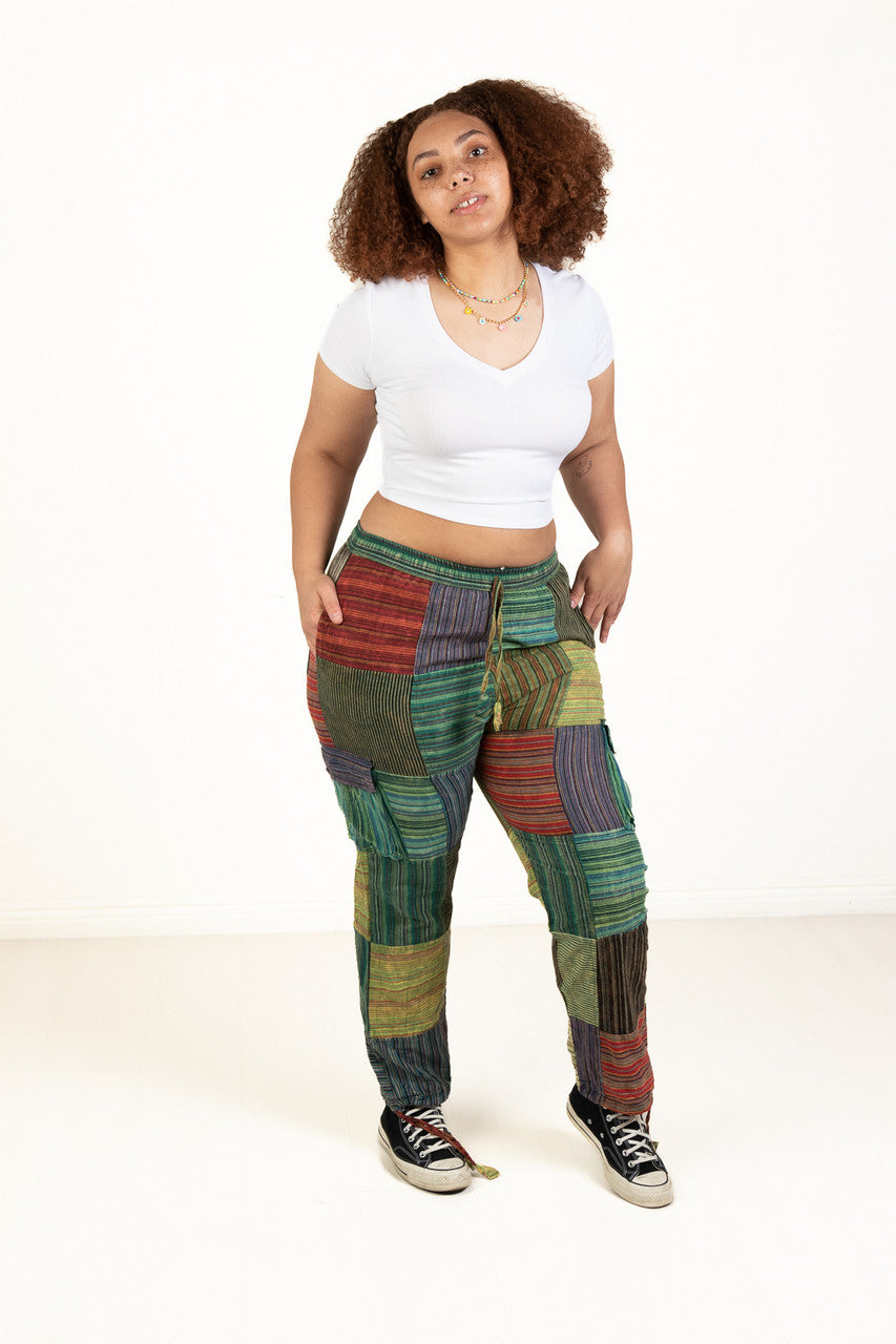 Striped Patchwork Cargo Pants