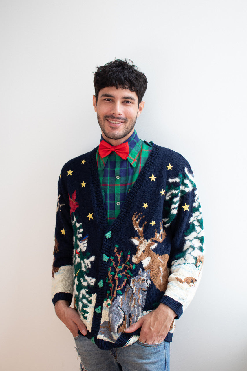 Christmas Tree Animal Landscape Ugly Christmas Cardigan 61490