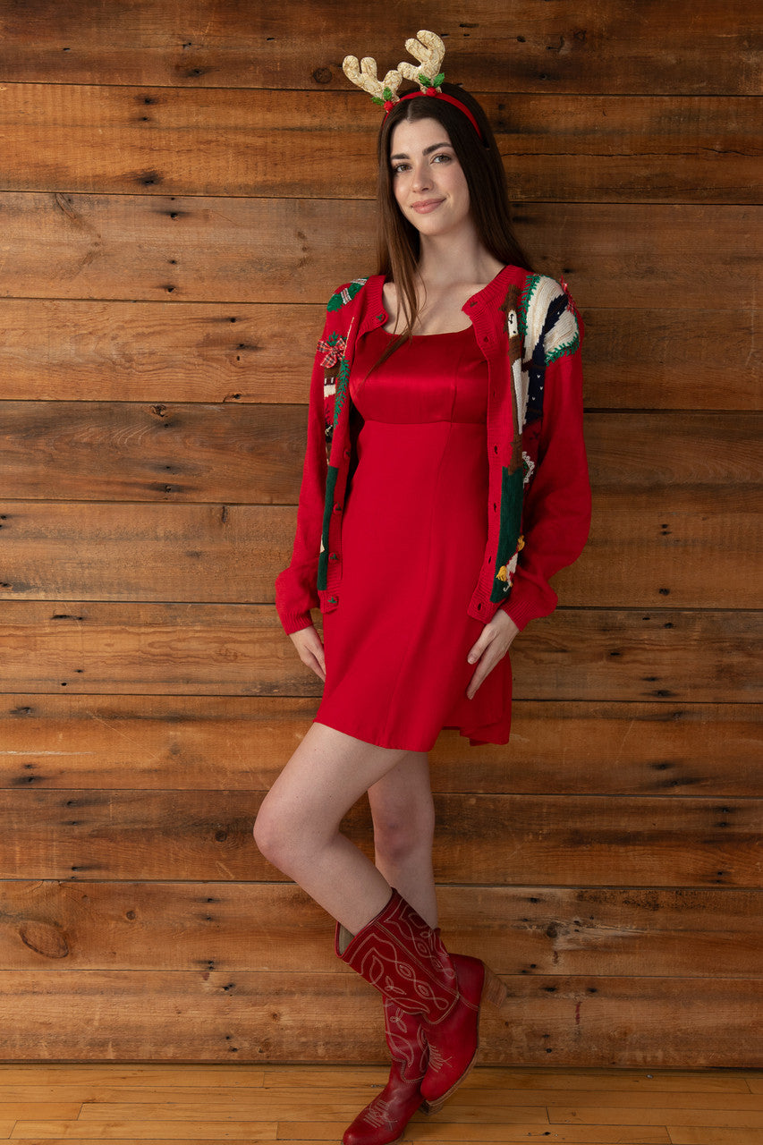 Vintage Cherry Red Babydoll Dress (1990's)