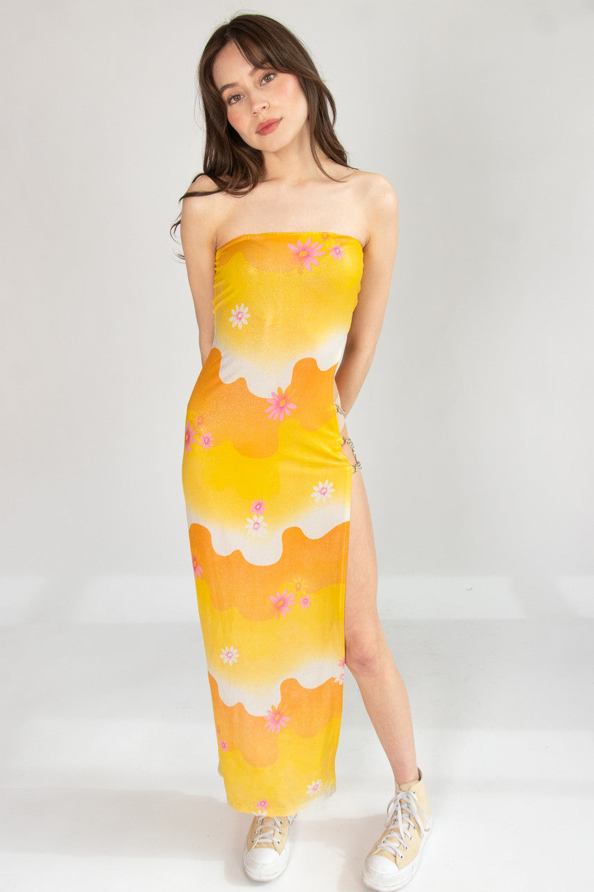 Vintage Y2K Floral Maxi Beach Cover-Up Dress