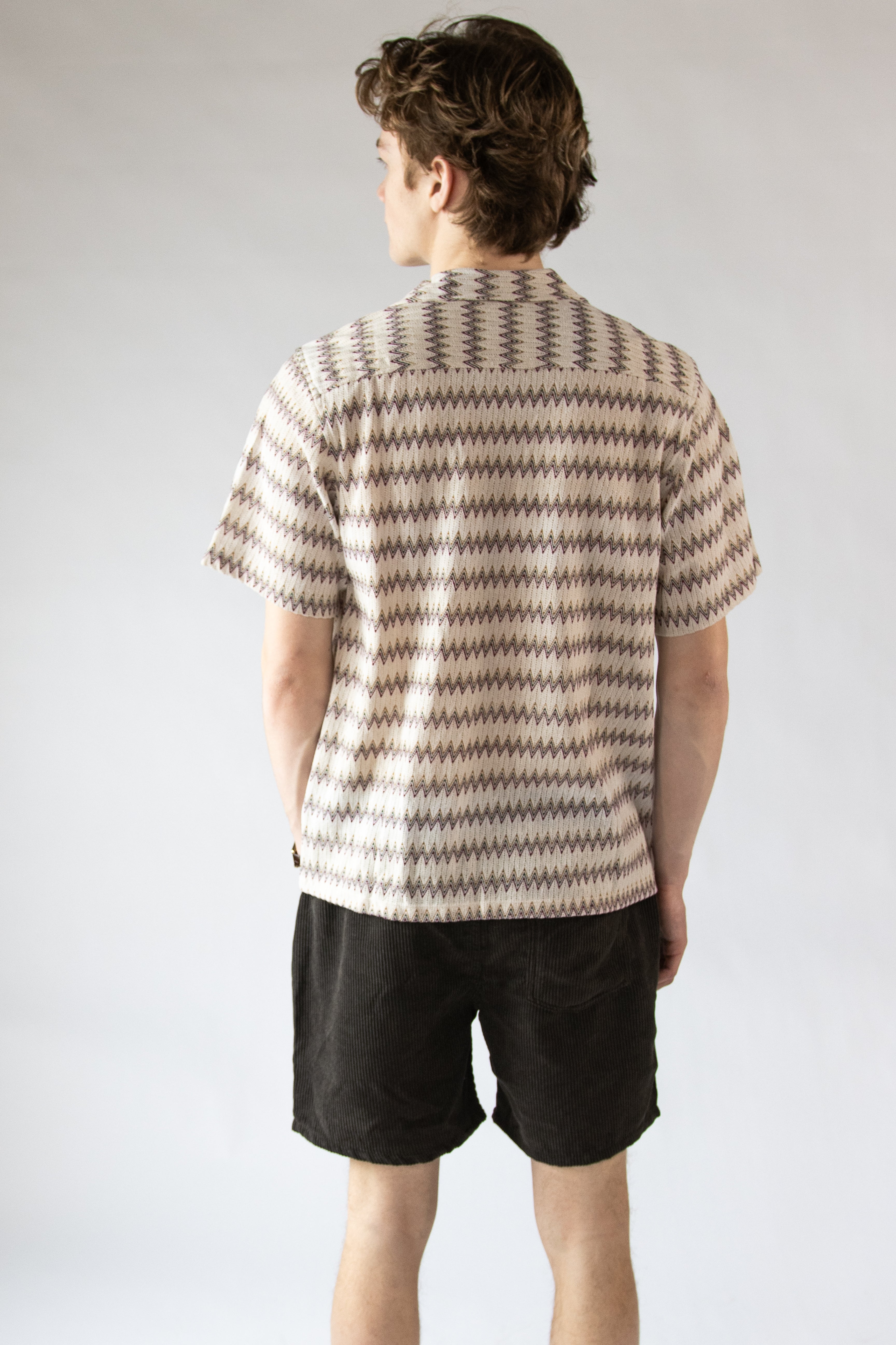 Woven Zig Zag Button Up Shirt