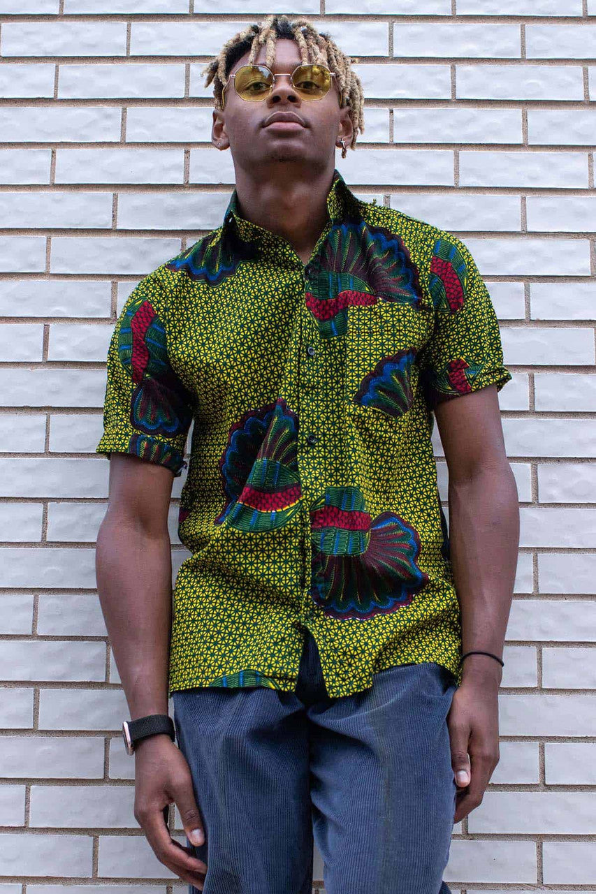 Abstract Shell Pattern Button Up Shirt