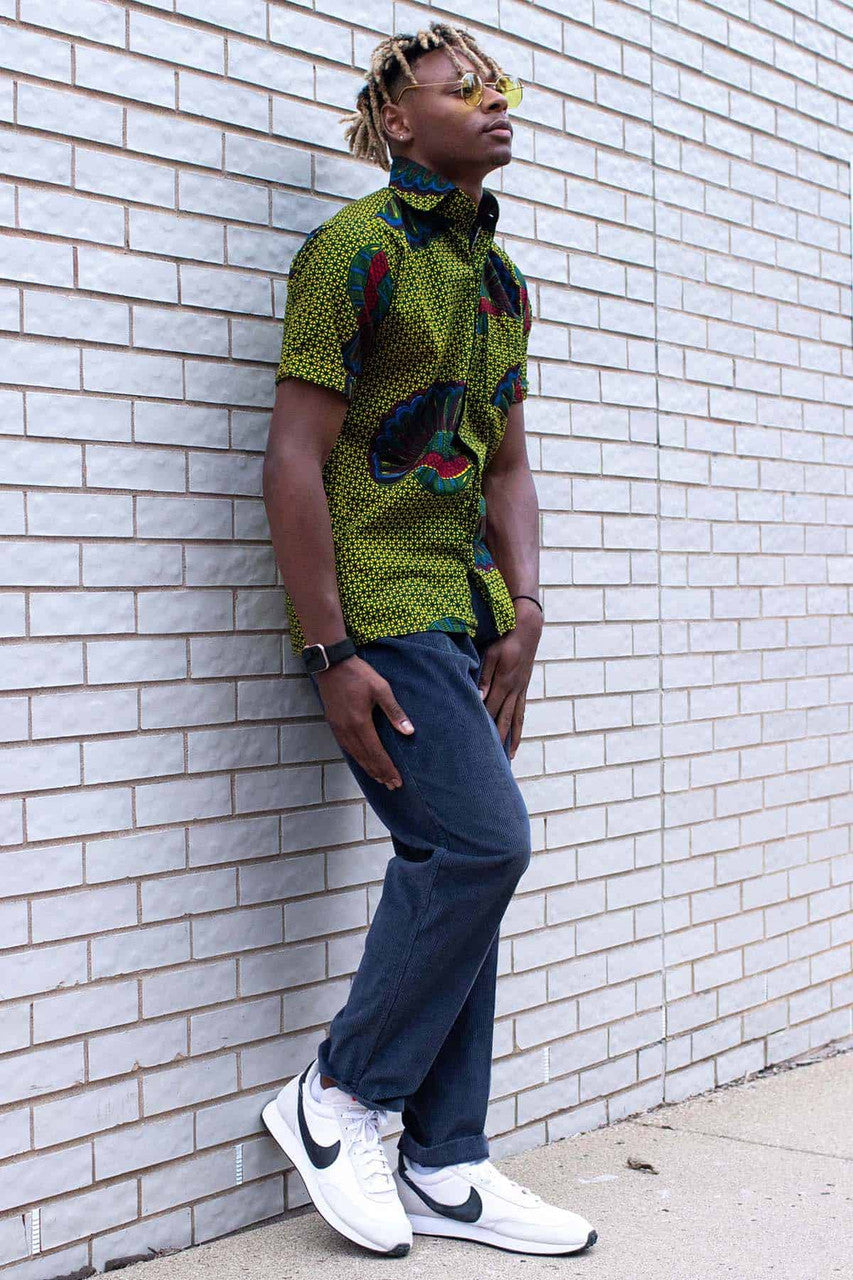 Abstract Shell Pattern Button Up Shirt
