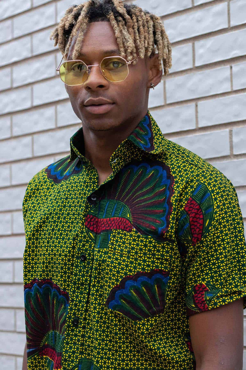 Abstract Shell Pattern Button Up Shirt