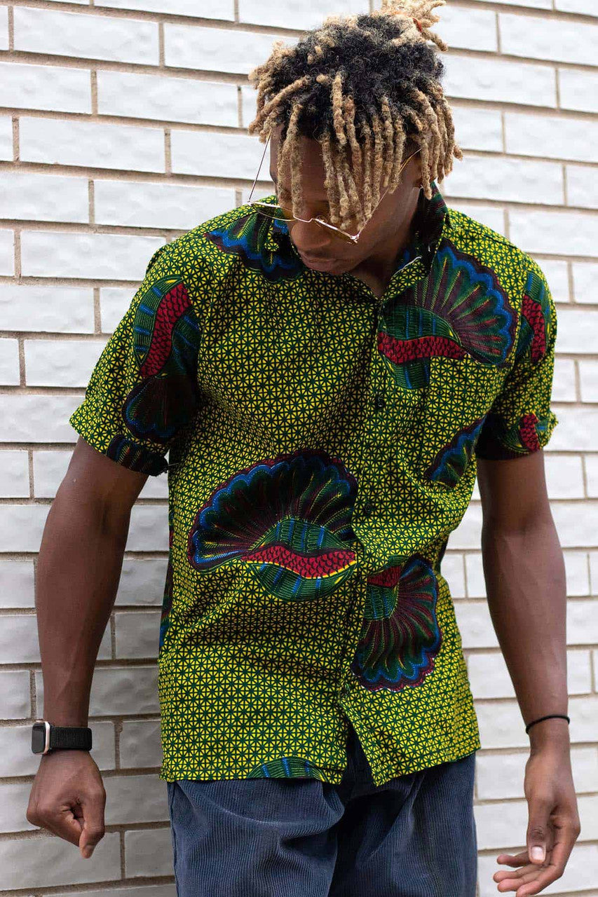 Abstract Shell Pattern Button Up Shirt