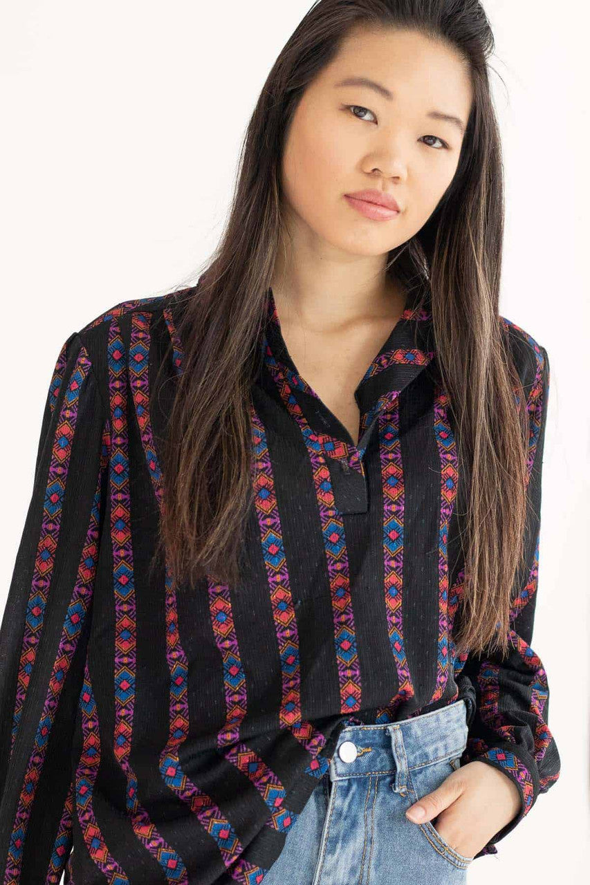 Abstract Striped Blouse