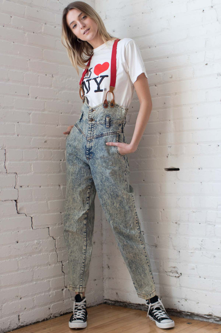 Red Suspender Vintage Jeans