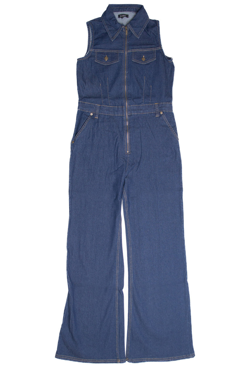 Flare Zip Denim Jumpsuit