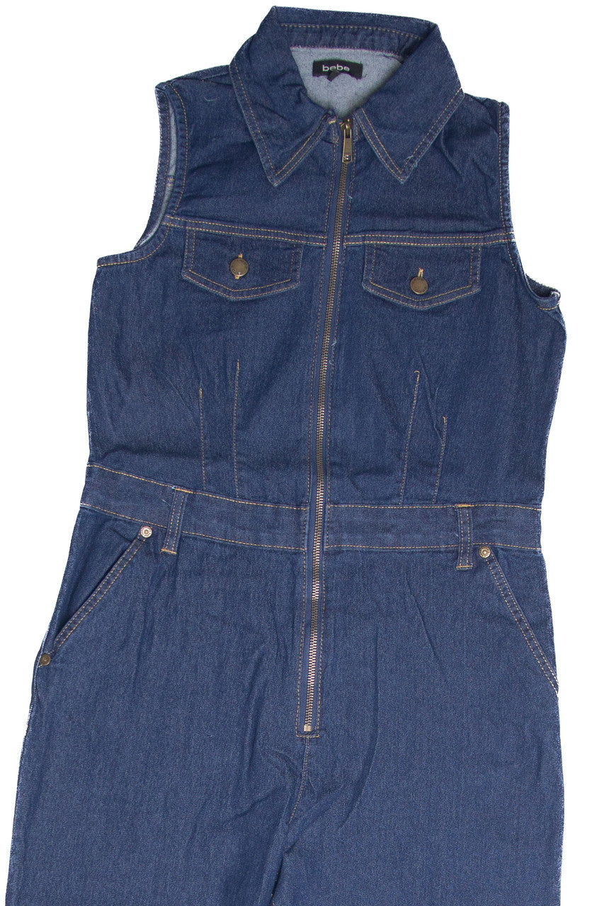 Flare Zip Denim Jumpsuit