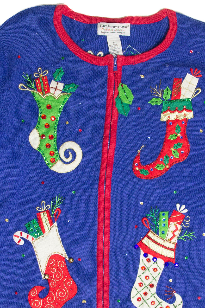 Vintage Blue Ugly Christmas Cardigan 62993