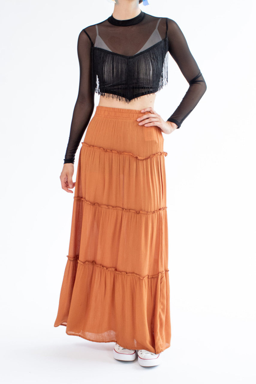 Adobe Ruffle Tiered Maxi Skirt