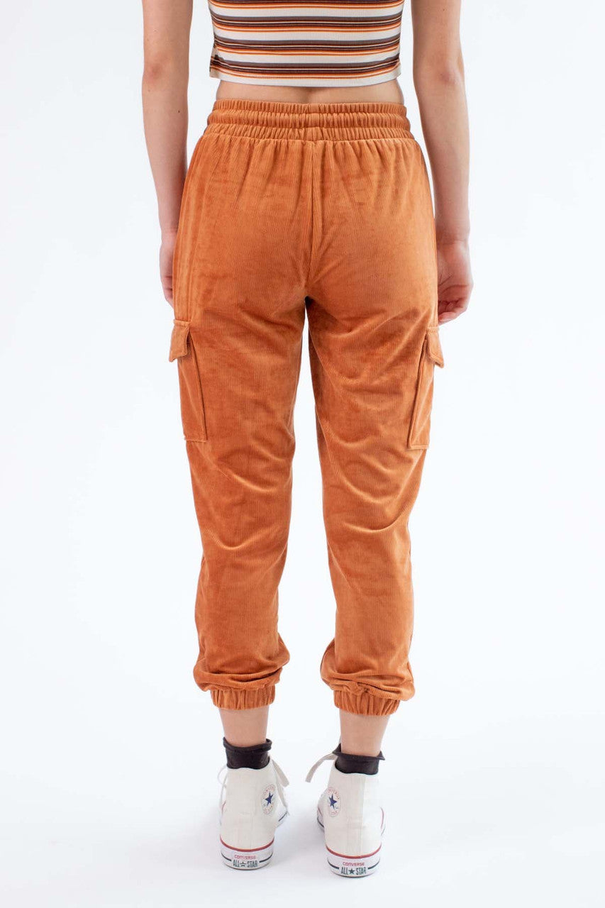 Amber Brown Corduroy Cargo Joggers