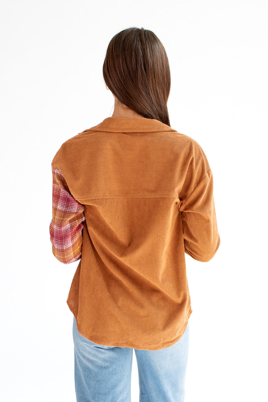 Amber Brown Corduroy Flannel Shirt