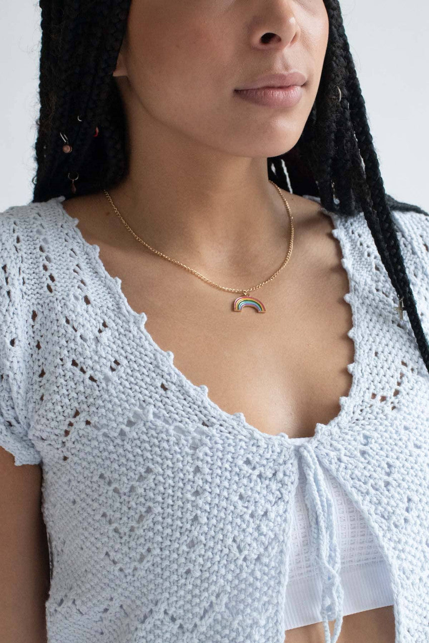 Artic Blue Crochet Short Sleeve Cardigan