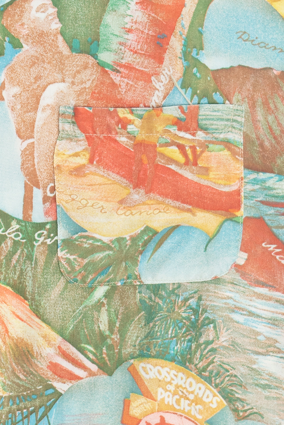 Rare Vintage Hawaiian Shirt With Loop Collar Surfing Hula Washable 40/50s