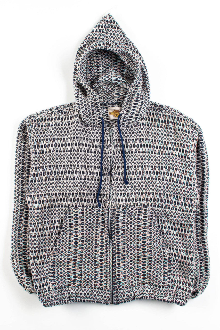 Black & White Zip Baja Hoodie