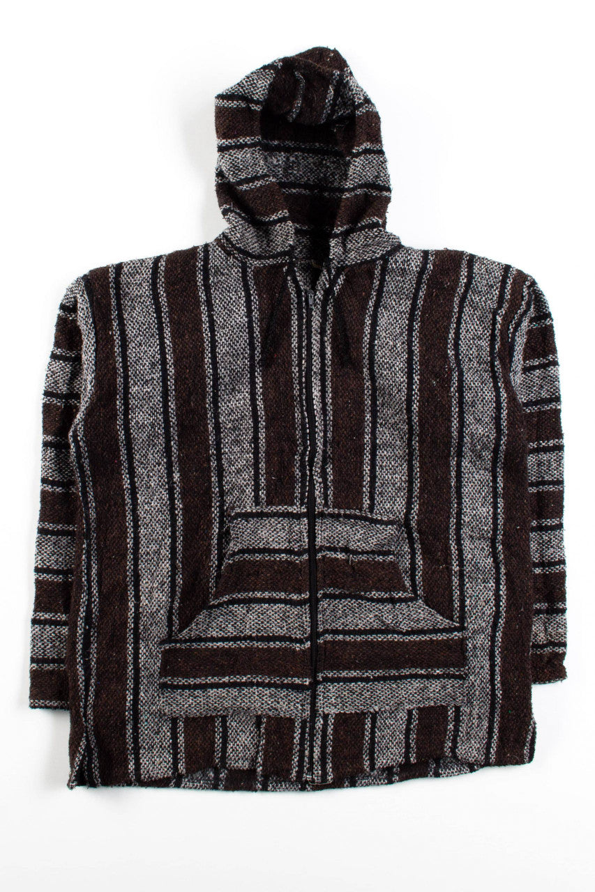 Vintage Brown Stripe Zip Baja Hoodie