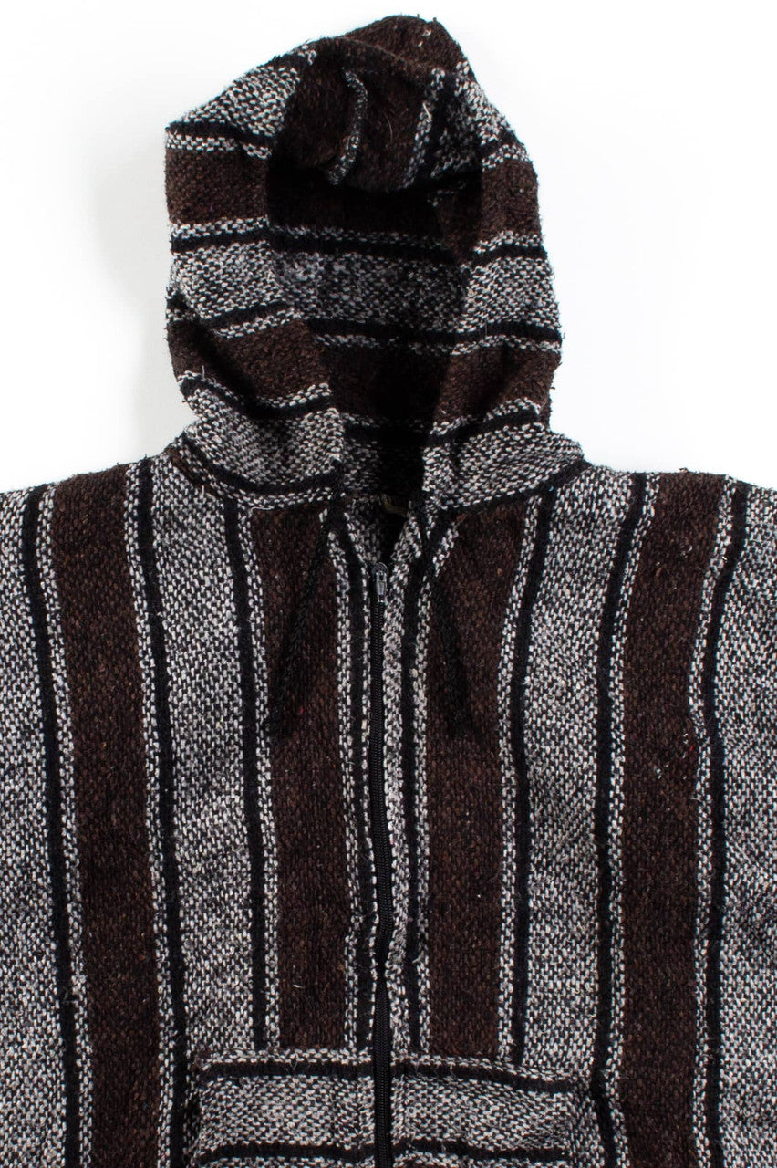 Vintage Brown Stripe Zip Baja Hoodie