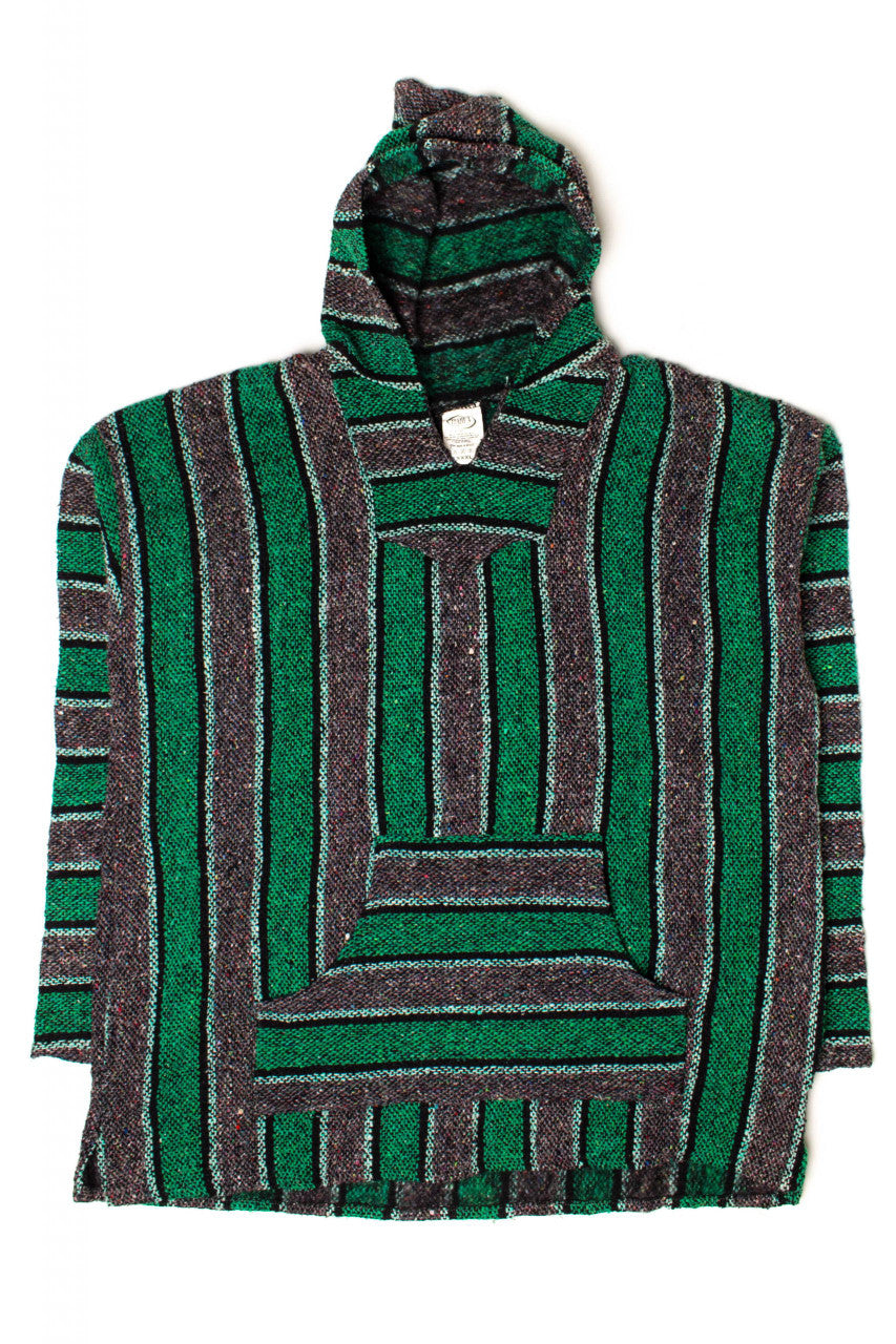Vintage Green Striped Baja Hoodie 1