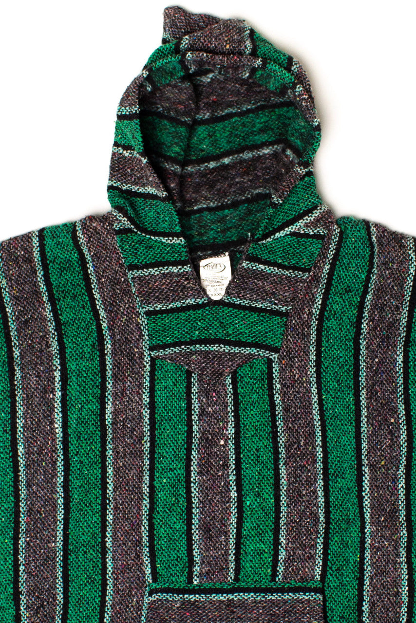 Vintage Green Striped Baja Hoodie 1