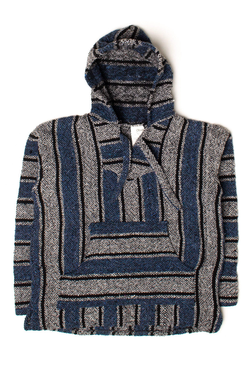 Vintage Blue Striped Baja Hoodie 1